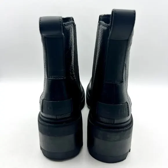 Sorel Womens Joan Now Chelsea Boot US 8.5 EU 39.5 Black Leather Waterproof NIB - Picture 9 of 11